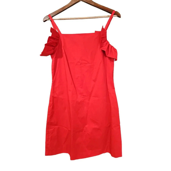 Staud Harbor Mini Dress Tomato Red Size M NWT - Picture 4 of 9